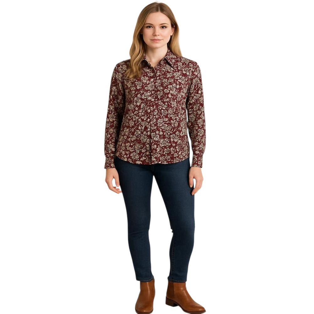Beachlunchlounge Button Up Shirt Womens L Multi Floral Long Sleeve Blouse NWT